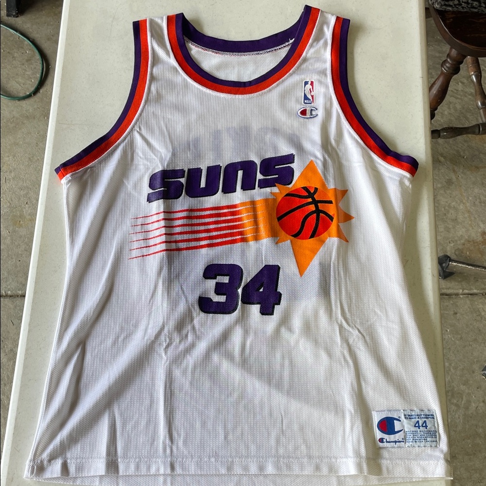 Champion White Suns Jersey with Orange and Purple Accents